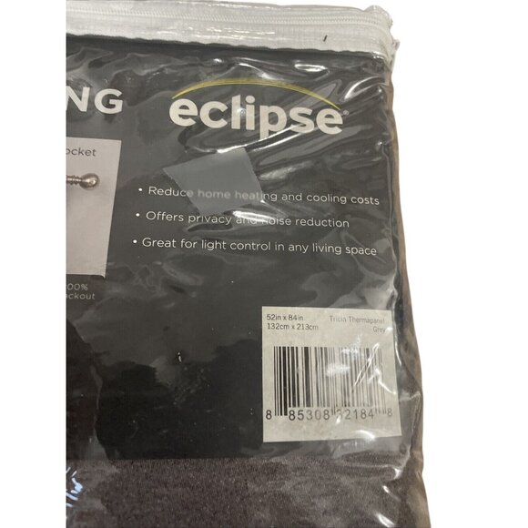 Eclipse Room Darkening Rod Pocket Panel Curtain 52in x 84in Tricia Grey - Picture 6 of 6